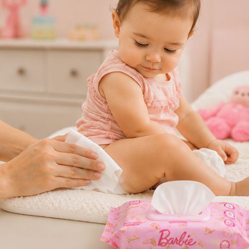 Toallitas o Pañitos Húmedas Barbie Primavera x 24 Unidades | Hipoalergénicas, Sin Alcohol y con Aloe Vera