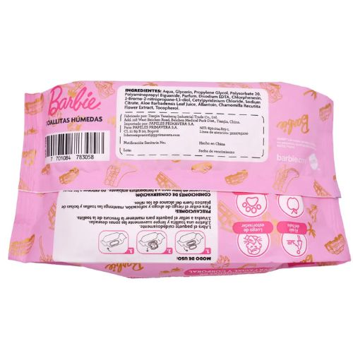 Toallitas o Pañitos Húmedas Barbie Primavera x 24 Unidades | Hipoalergénicas, Sin Alcohol y con Aloe Vera