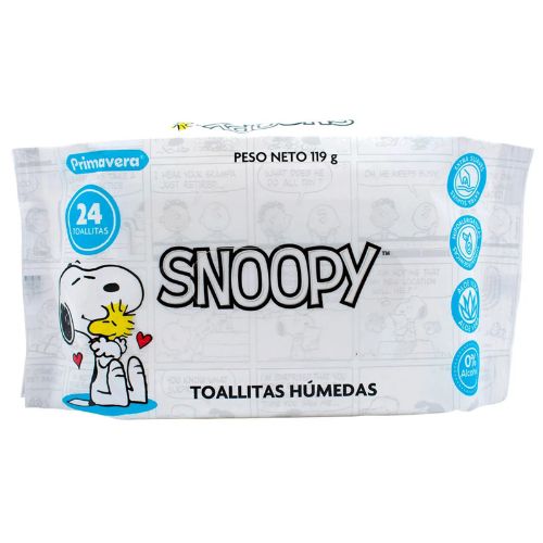 Toallitas o Pañitos Húmedas Snoopy Primavera x 24 Unidades | Hipoalergénicas, Sin Alcohol y con Aloe Vera