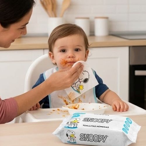 Toallitas o Pañitos Húmedas Snoopy Primavera x 24 Unidades | Hipoalergénicas, Sin Alcohol y con Aloe Vera