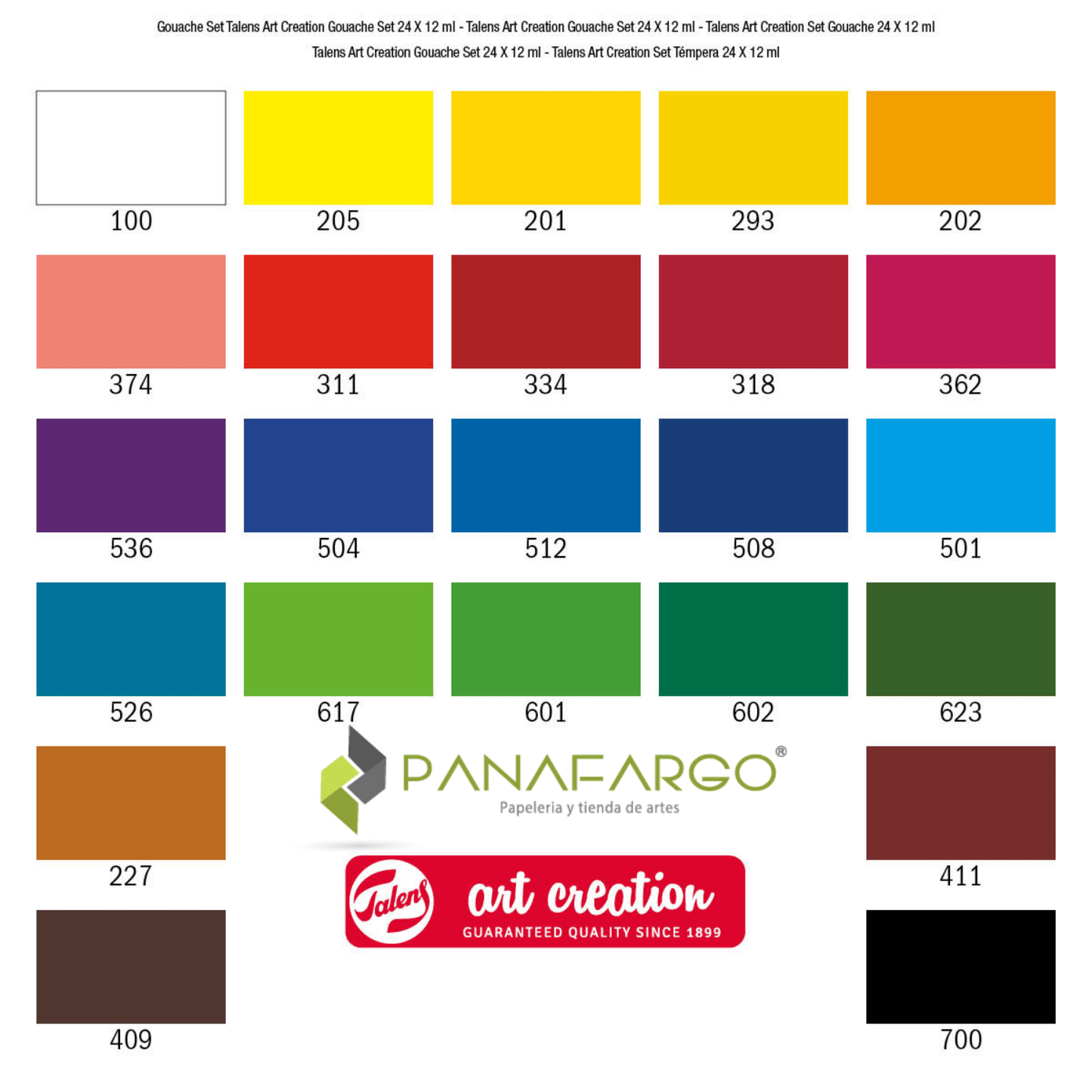 Tonalidades pintura tempera Gouache x 24 colores