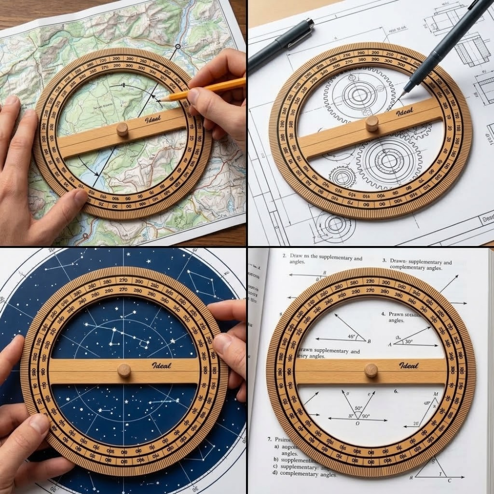 Transportador Circular 360º en Madera para Geometría