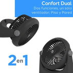 Ventilador Turbo 2 en 1 Navia – Piso y Pared | Inclinación 360° | Compacto y Potente