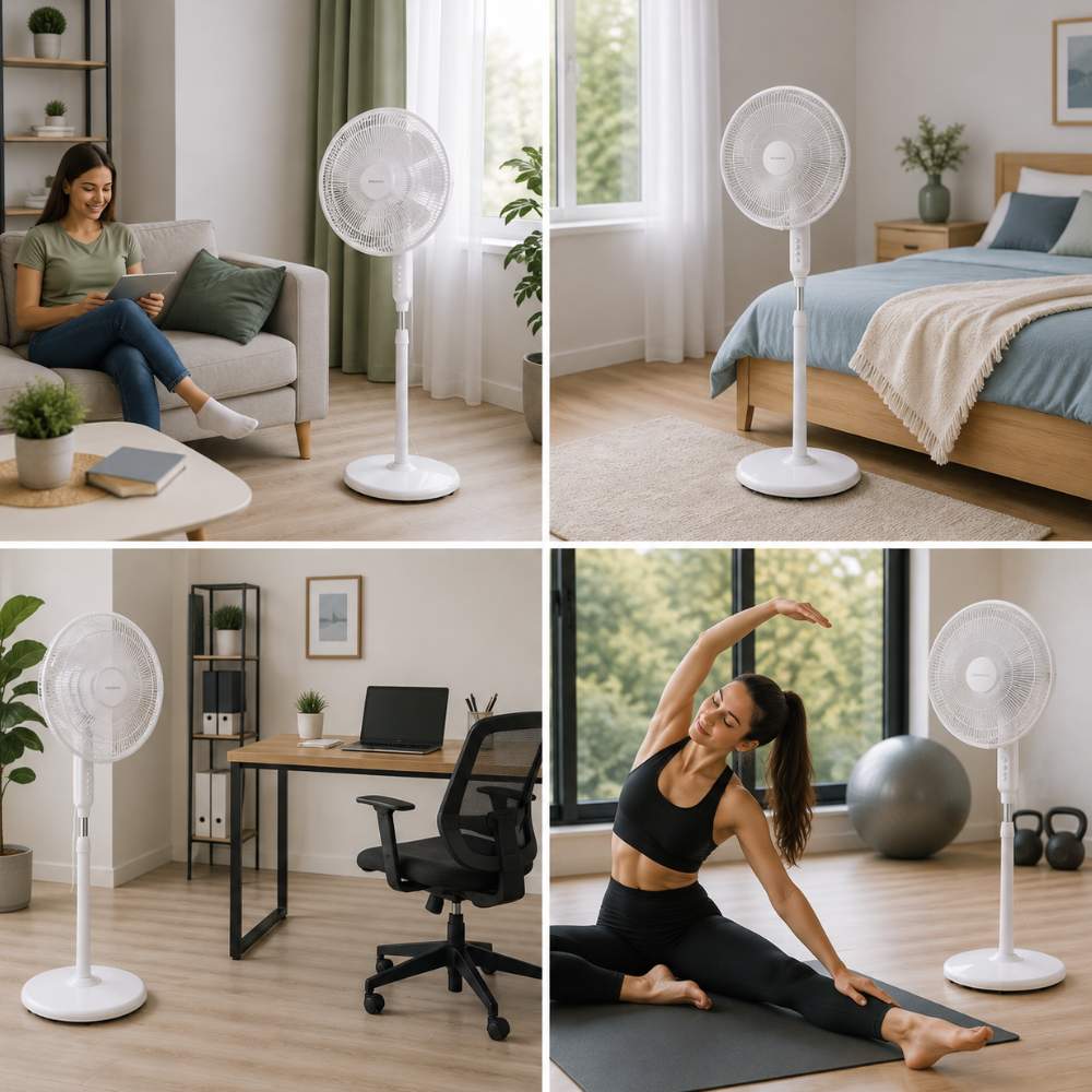 Ventilador de Pedestal Hamilton Beach 16” (Blanco) – Modelo HBF-FS40AW