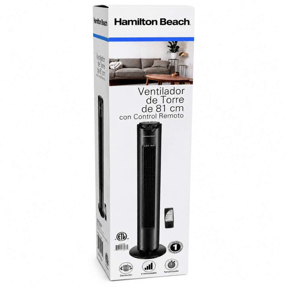 Ventilador de Torre Hamilton Beach HB201R – Negro