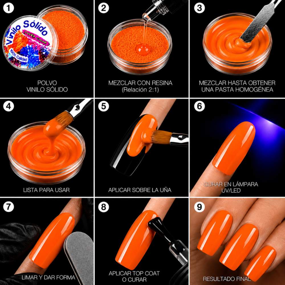 Vinilo Sólido en Polvo Power Color Acrilico Perlado Naranja – 16 g (9)