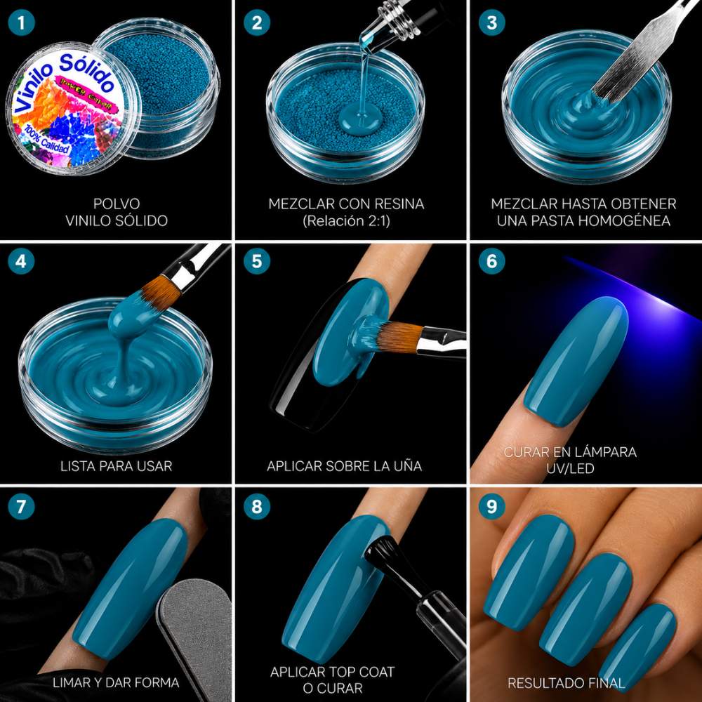 Vinilo Sólido en Polvo Power Color Acrilico Perlado Azul Metalizado  – 16 g (4)