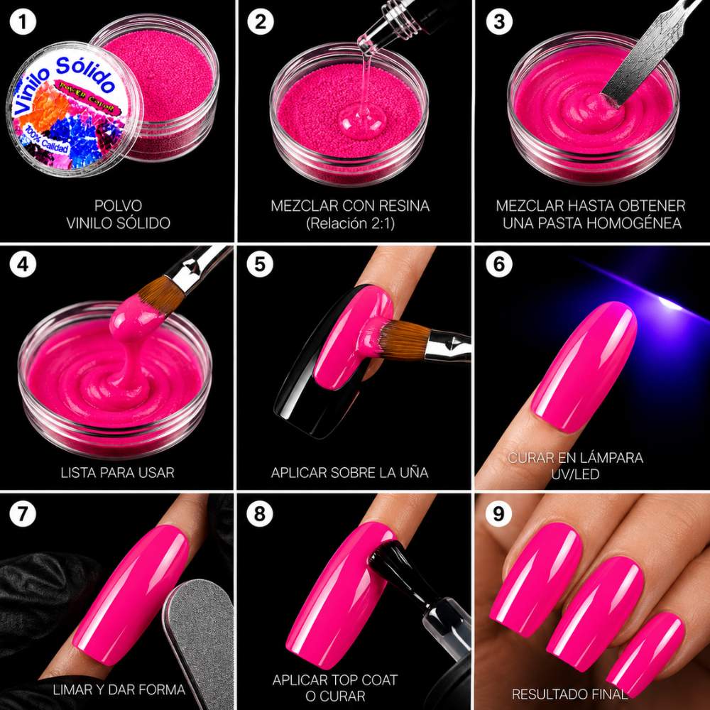 Vinilo Sólido en Polvo Power Color Acrilico Perlado Magenta – 16 g (13)