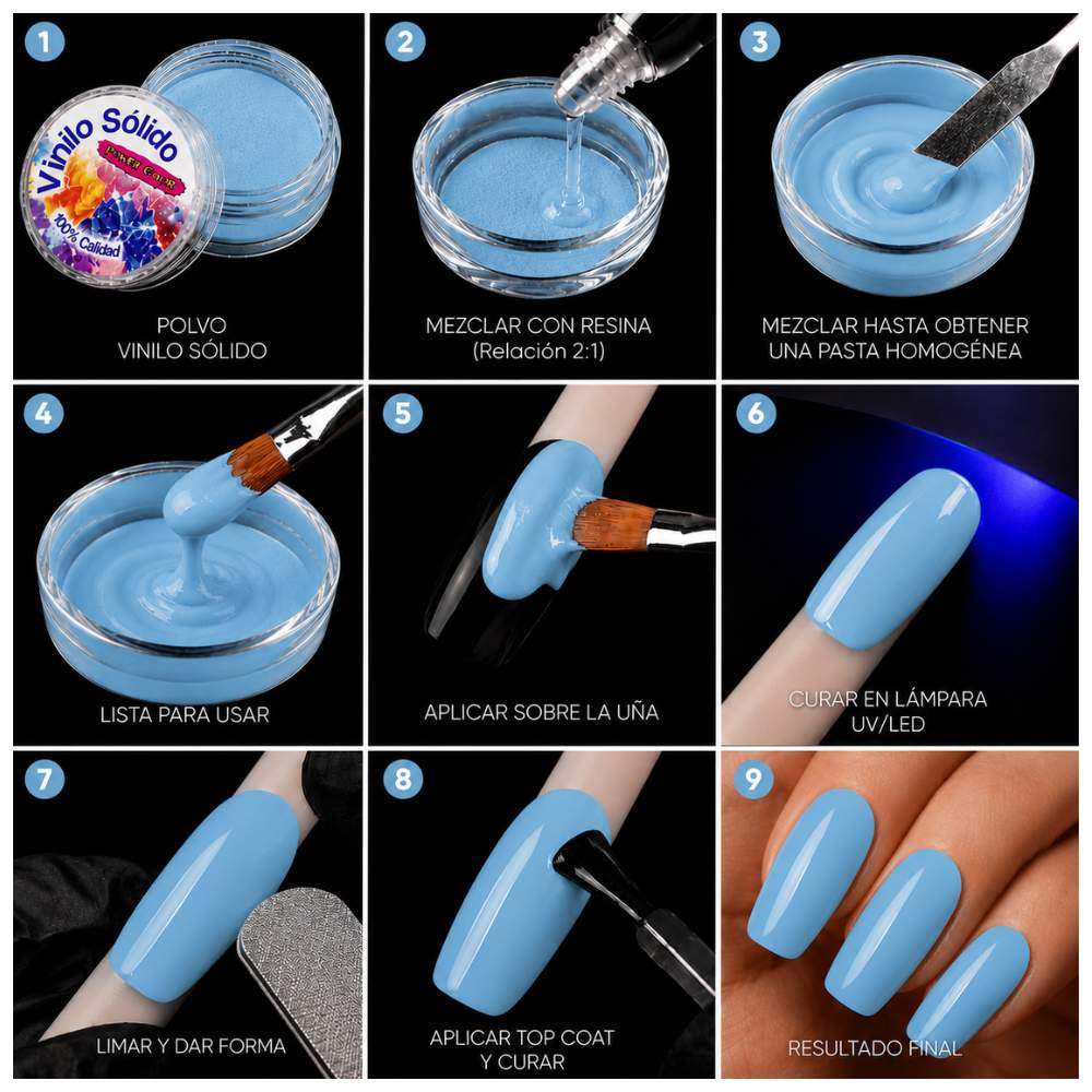 Vinilo Sólido en Polvo Power Color Iluminador Azul Cielo – 16 g (2)