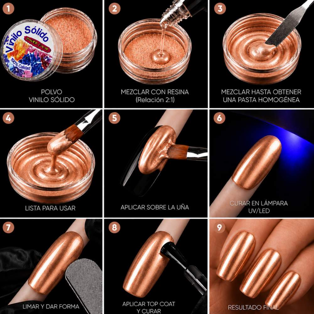 Vinilo Sólido en Polvo Power Color Iluminador Cobre – 16 g (8)