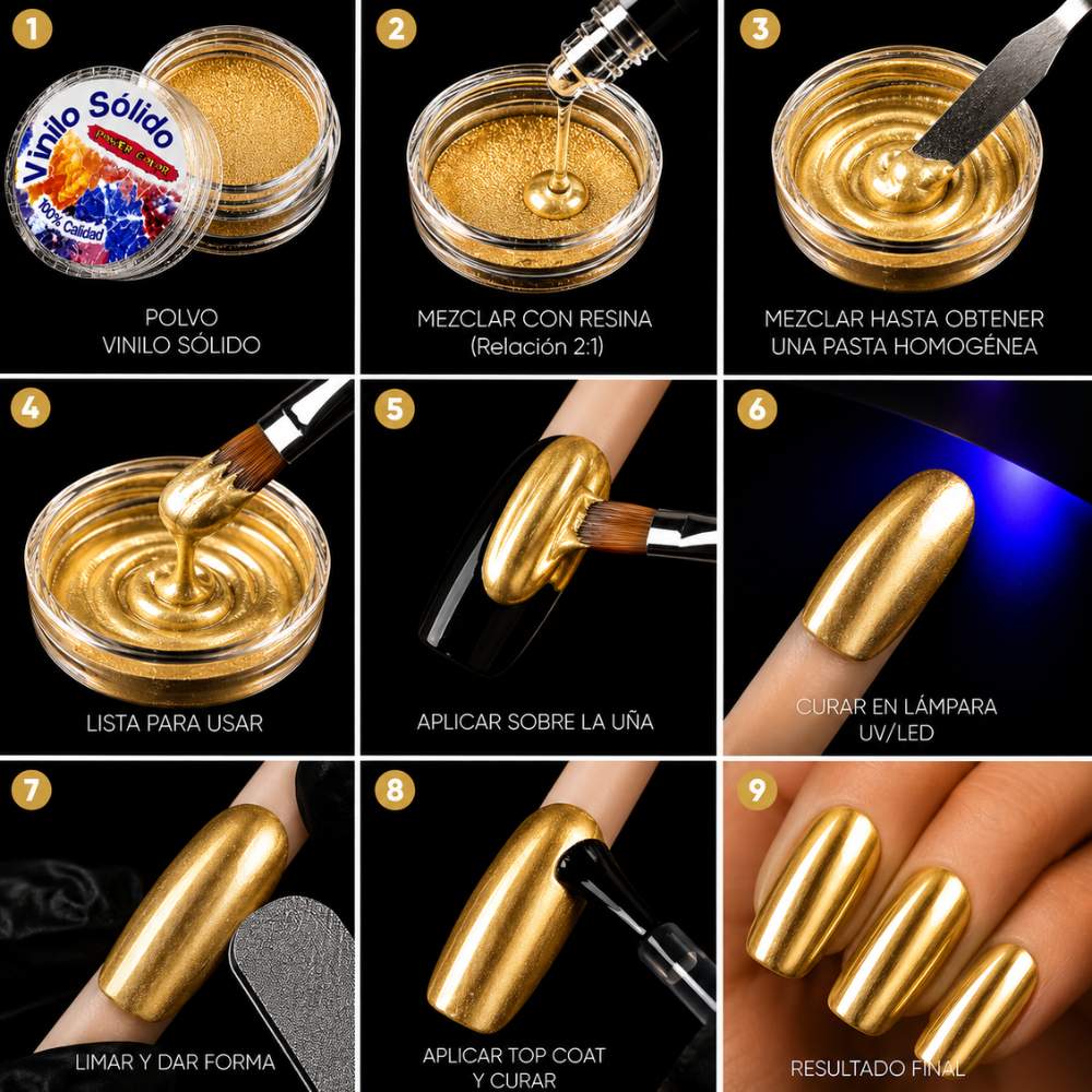 Vinilo Sólido en Polvo Power Color Iluminador Dorado – 16 g (1)