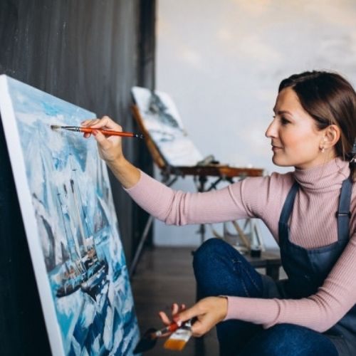 Vinilos Escolares Grandes Bozetto De Todos Los Colores Mujer Pintnado