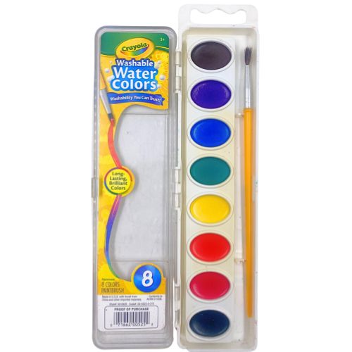 Acuarela mas pincel en estuche plastico x8 colores