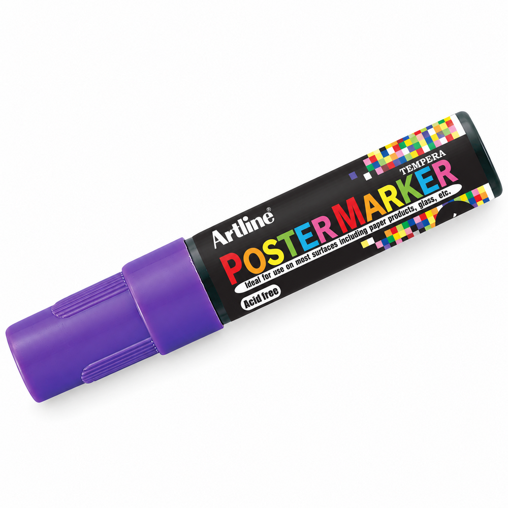 Imagen referencial editada de un marcador Artline Poster Marker EPP-6 púrpura de 6 mm sobre fondo blanco.