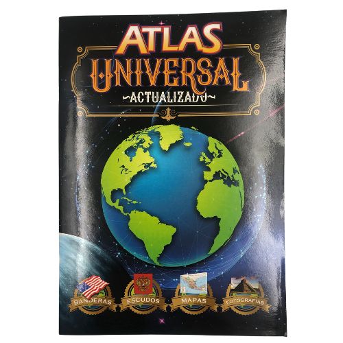 Atlas universal actualizado con banderas escudos mapas fotografias