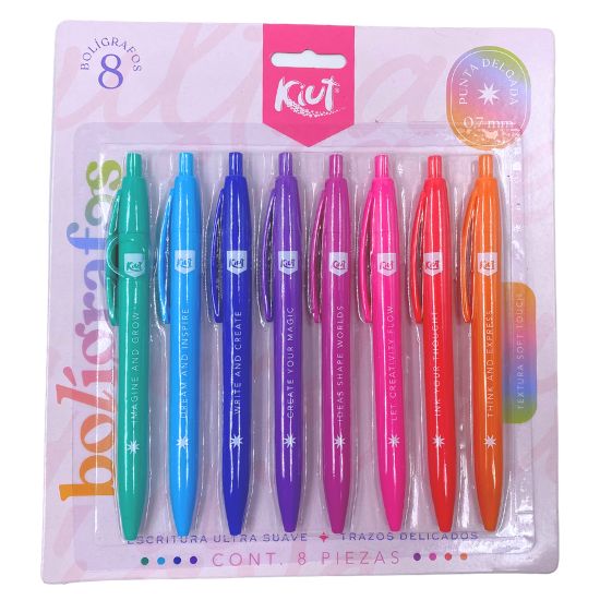 boligrafos de colores, escritura ultra suave marca Kiut - 8 Uds