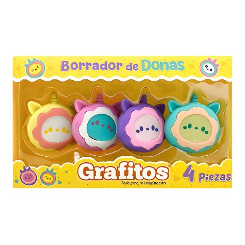Borrador grafitos figuras kawaii donas