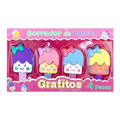 Borrador grafitos figuras kawaii paleta