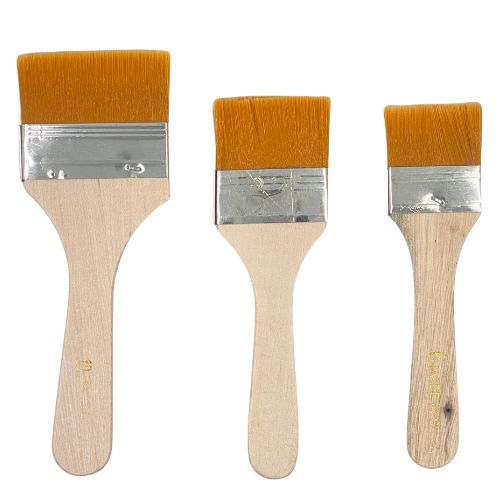 Brocha x3 cerda sintetica mango madera crudo