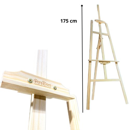 Caballete grafitos grande madera cruda armable grande 175 centimetros