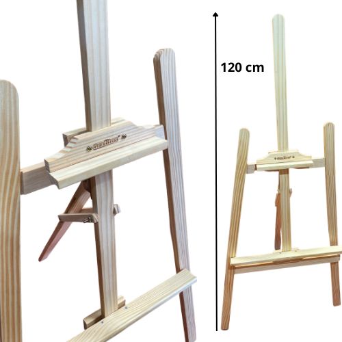 Caballete grafitos grande madera cruda armable pequeno 120 centimetros