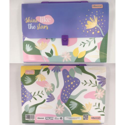 Carpeta con divisiones natural pastel brillos