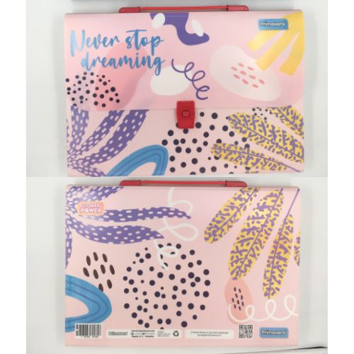 Carpeta con divisiones natural pastel hojas