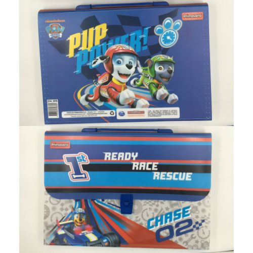 Carpeta con divisiones paw patrol carritos