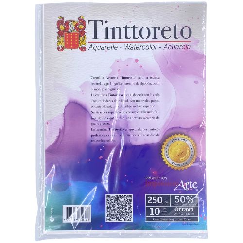 Papel Cartulina Acuarela 1/8 de Pliego 240 gms x 10 hojas Duopapel