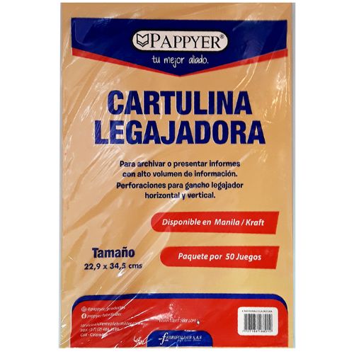 Cartulina legajadora x50 naranja.pappyer