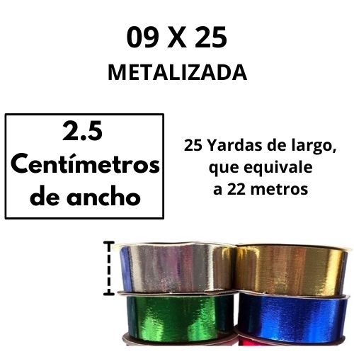 Cinta papel 09 X 25 metalizada