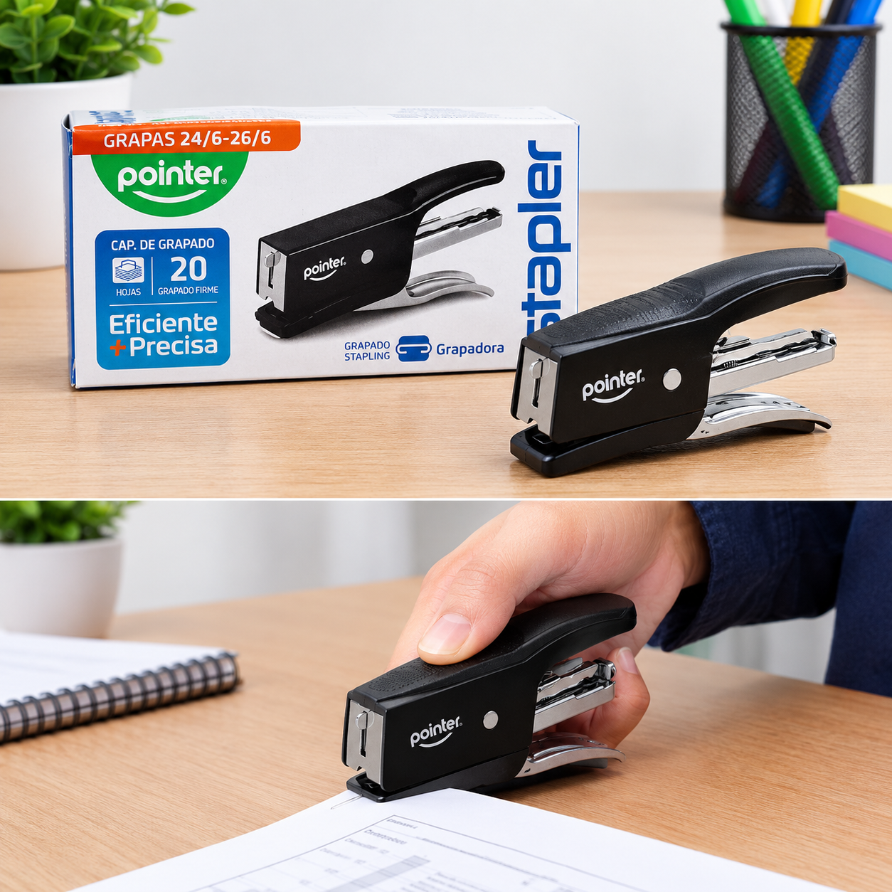 Cosedora Pointer ST-2454 en uso