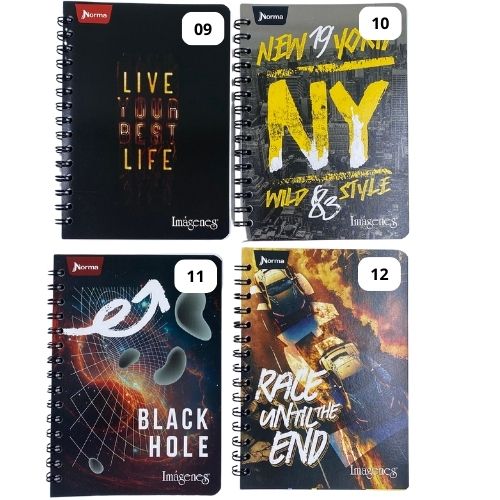 Cuaderno argollado 100 hojas cuadros imagenes masculino 9 12