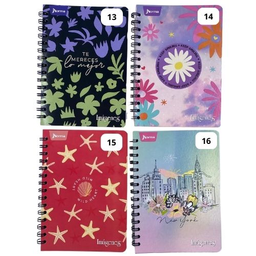 Cuaderno argollado cuadros 100 hojas imagenes femenino 13 16