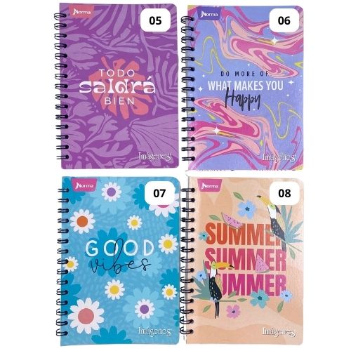 Cuaderno argollado cuadros 100 hojas imagenes femenino 5 8