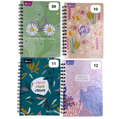 Cuaderno argollado cuadros 100 hojas imagenes femenino 9 12
