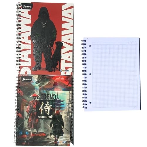 Cuaderno argollado pasta dura grande xpresarte masculino cuadros