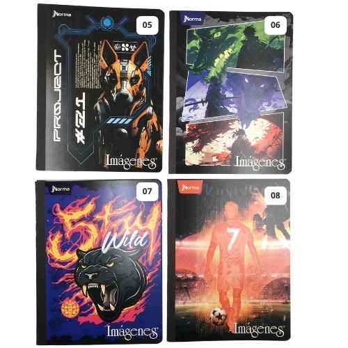 Cuaderno cosido imagenes 50 hojas linea corriente masculino norma 5 8 2025