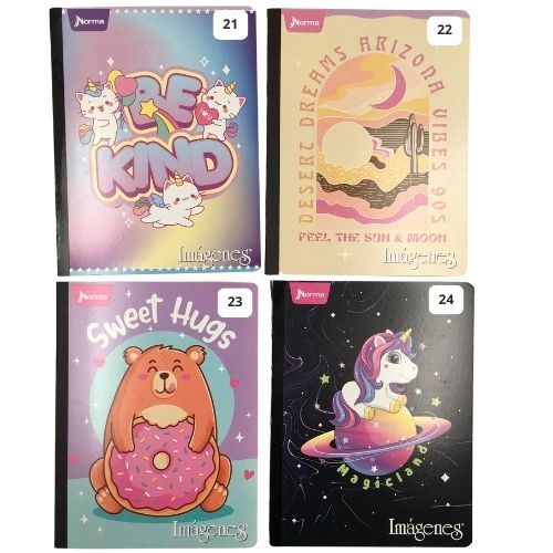 Cuaderno cosido imagenes 50 hojas linea corriente norma femenino 21 24 2025