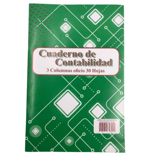 Cuaderno de contabilidad 3 columnas oficio