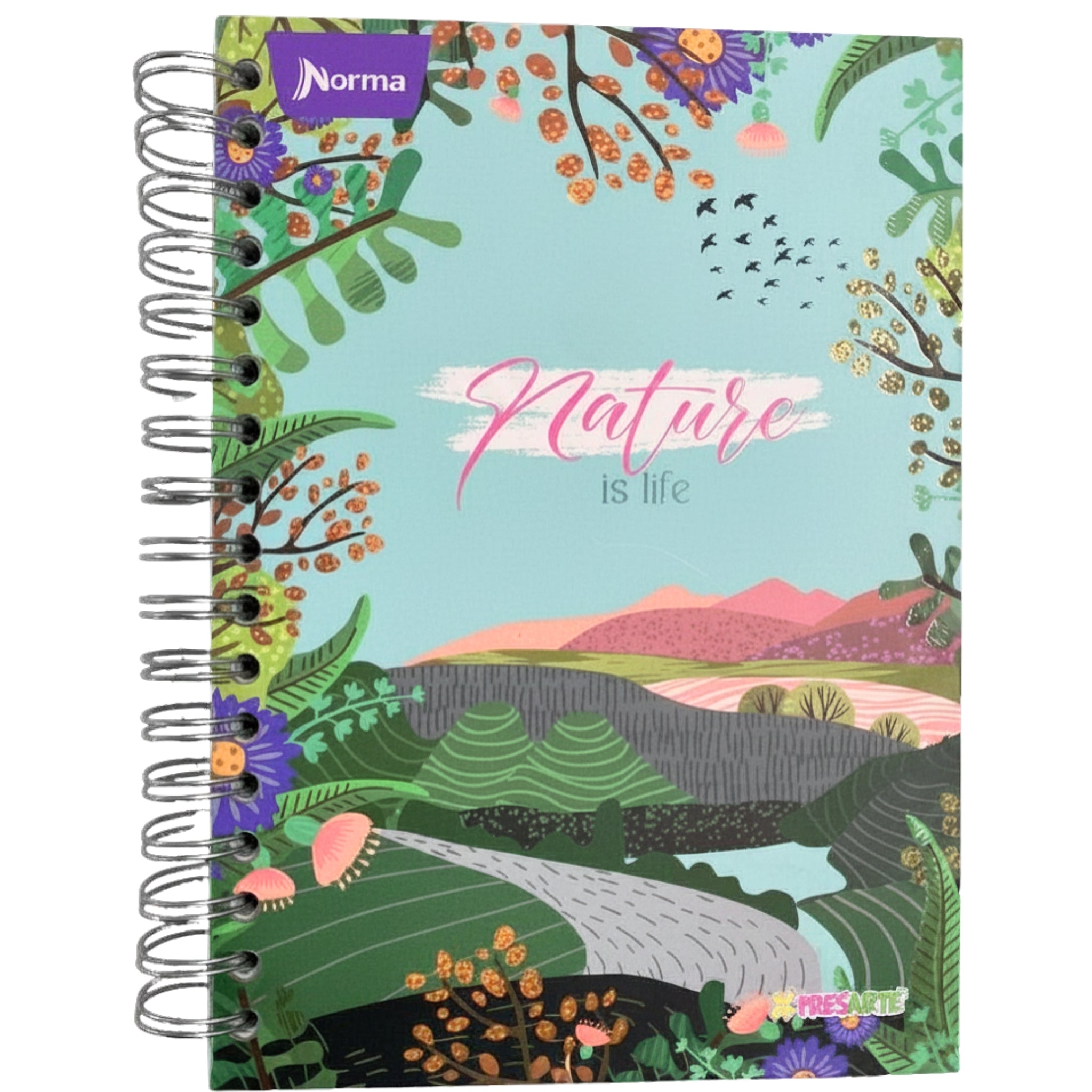 Small Hardcover Spiral Notebook, Grid Ruled, 7 Subjects, Feminine