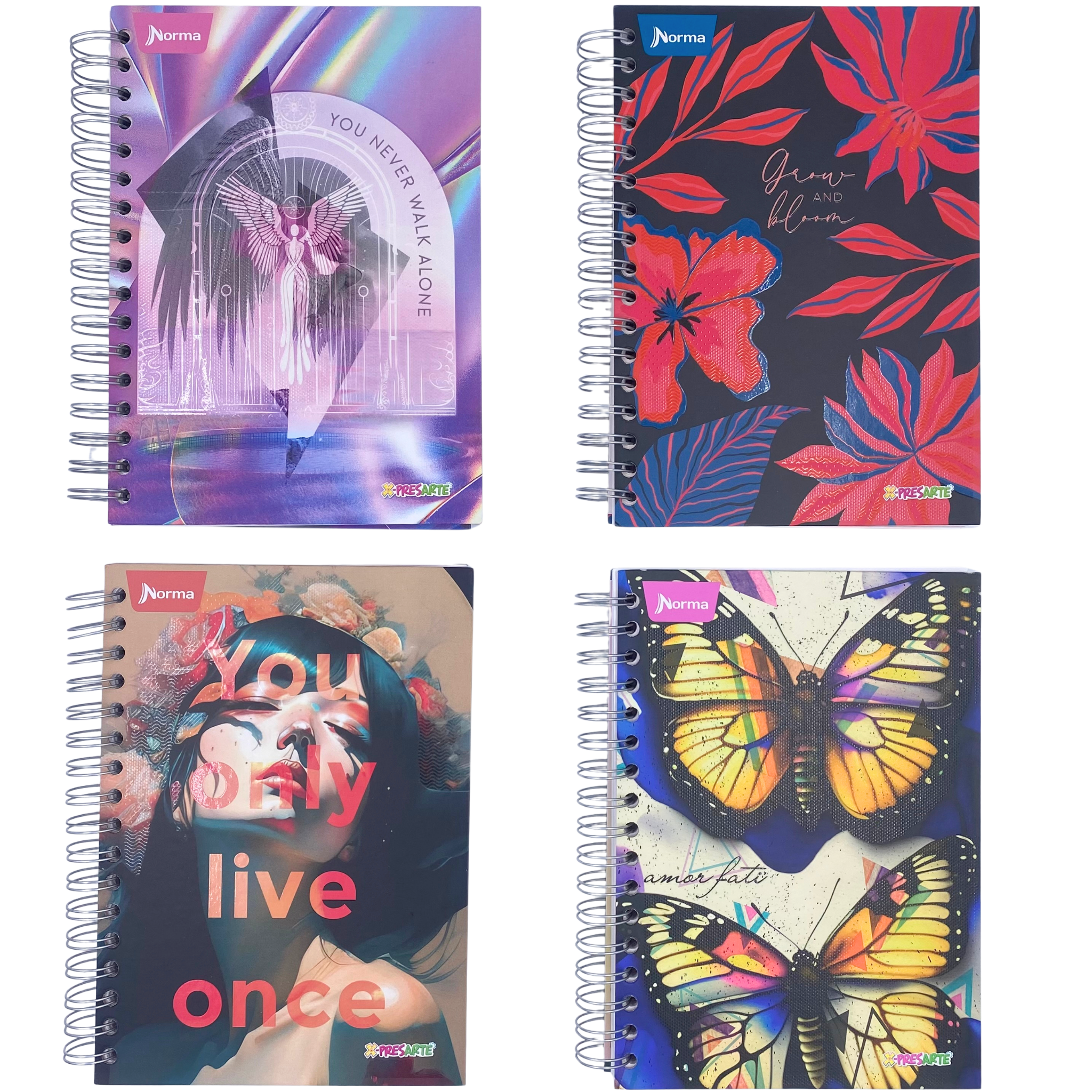 Cuaderno Argollado Pasta Dura Cuadriculado Pequeño 5 Materias Femenino