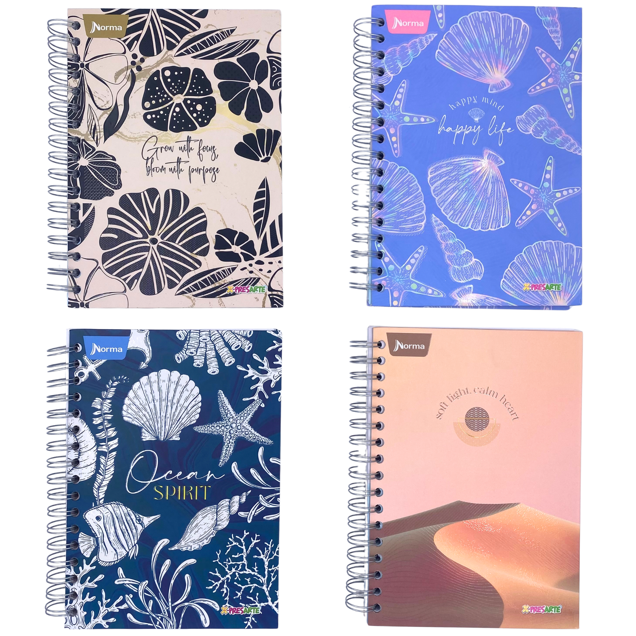 Cuaderno Argollado Pasta Dura Cuadriculado Pequeño 5 Materias Femenino