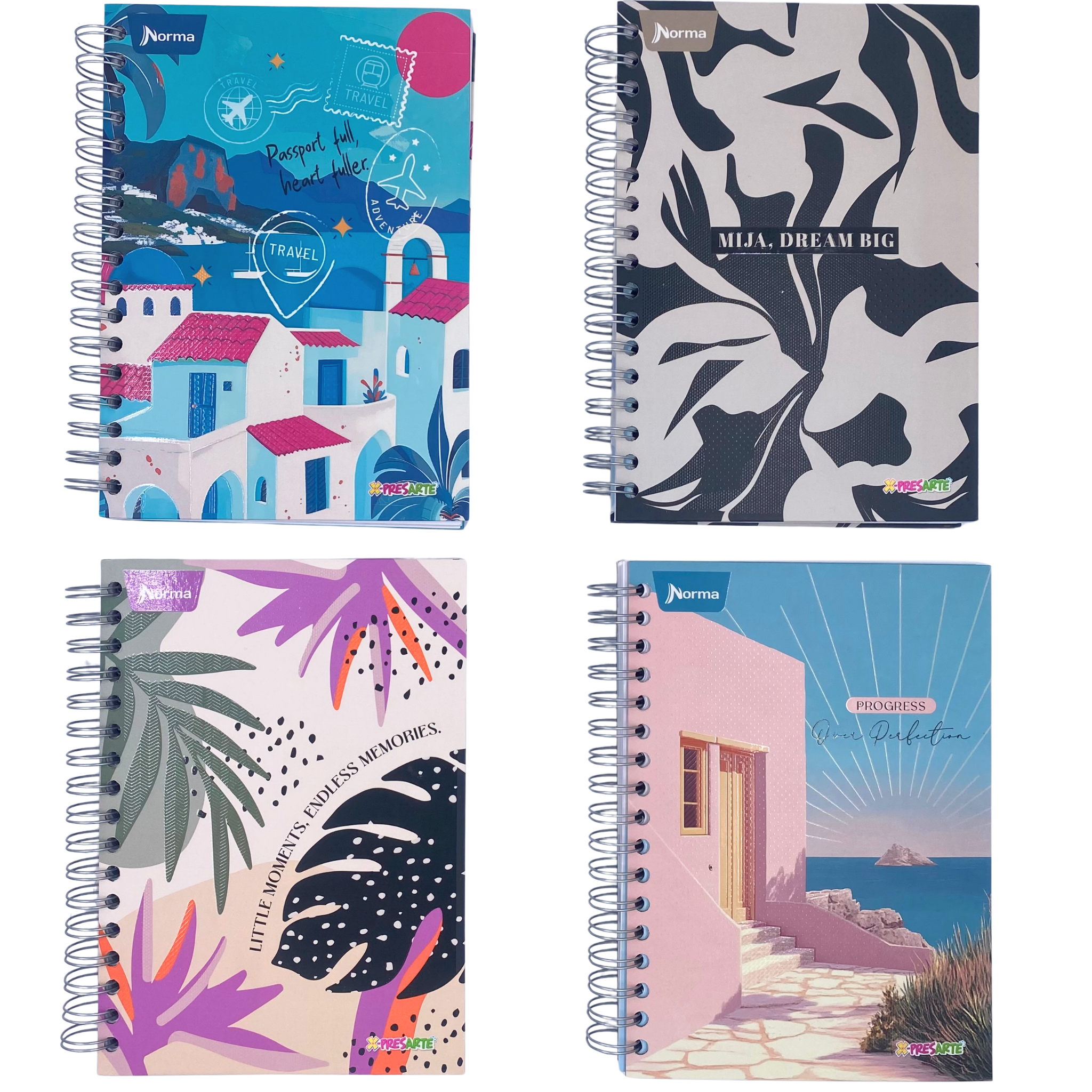 Cuaderno Argollado Pasta Dura Cuadriculado Pequeño 5 Materias Femenino