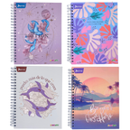 Small Hardcover Spiral Notebook, Grid Ruled, 7 Subjects, Feminine
