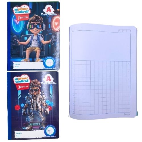 Cuaderno preescolar pre cuadritos A de norma masculino