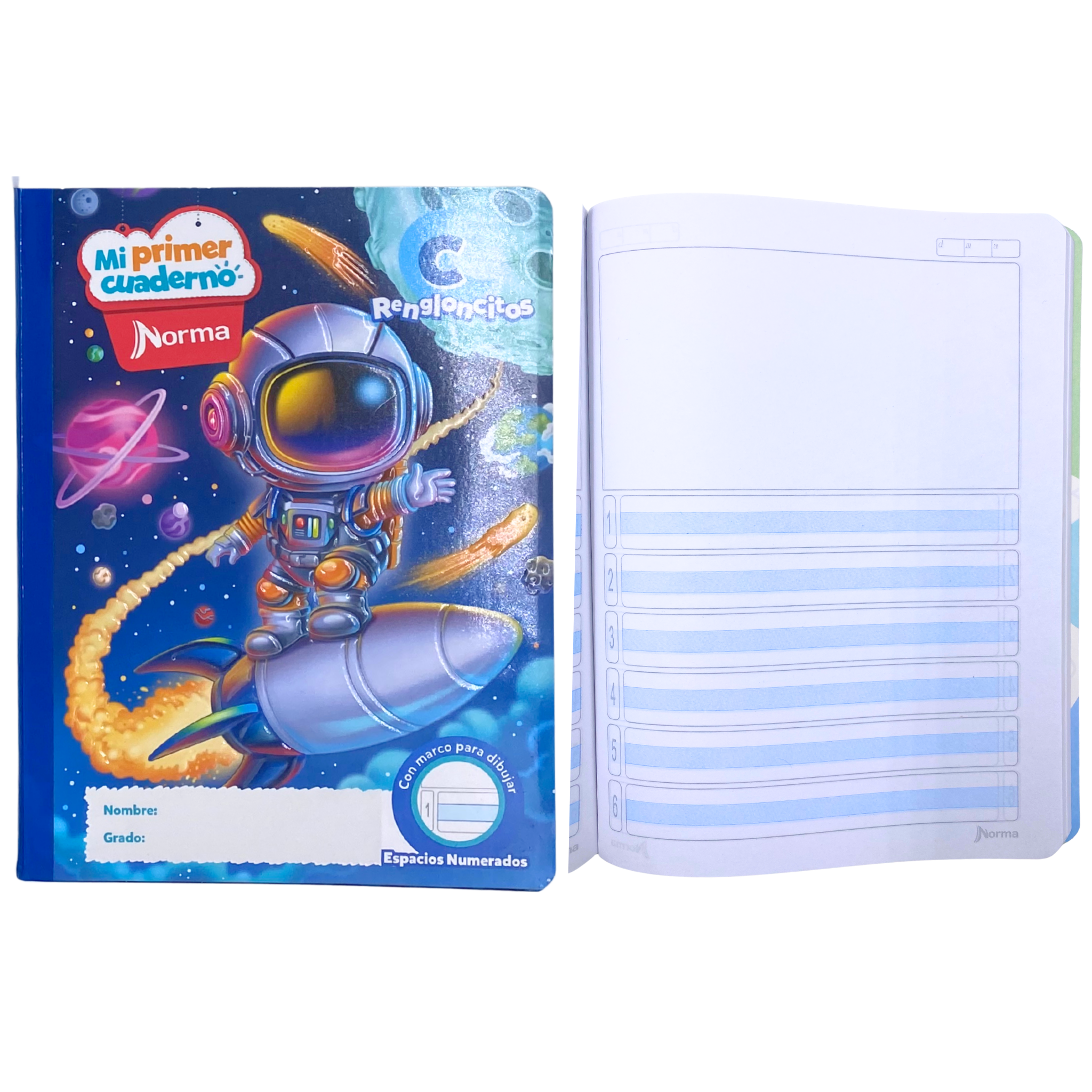 cuaderno rengloncitos c, de dibujo y escritura Mi primer cuaderno Norma - Masculino