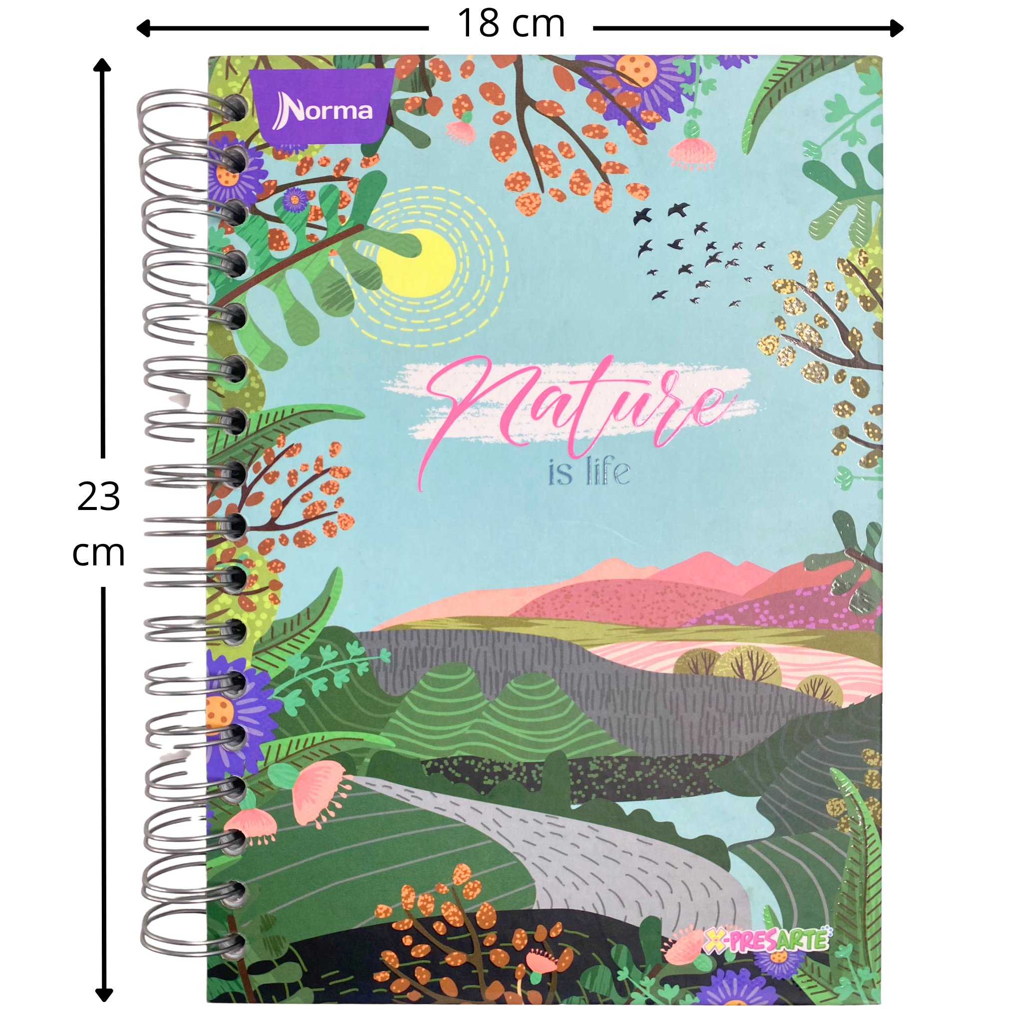 Cuaderno Argollado Pasta Dura Cuadriculado Pequeño 5 Materias Femenino
