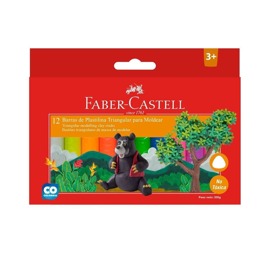 Faber-Castell 376422: 1 caja de 12 barras triangulares, 12 colores surtidos estándar