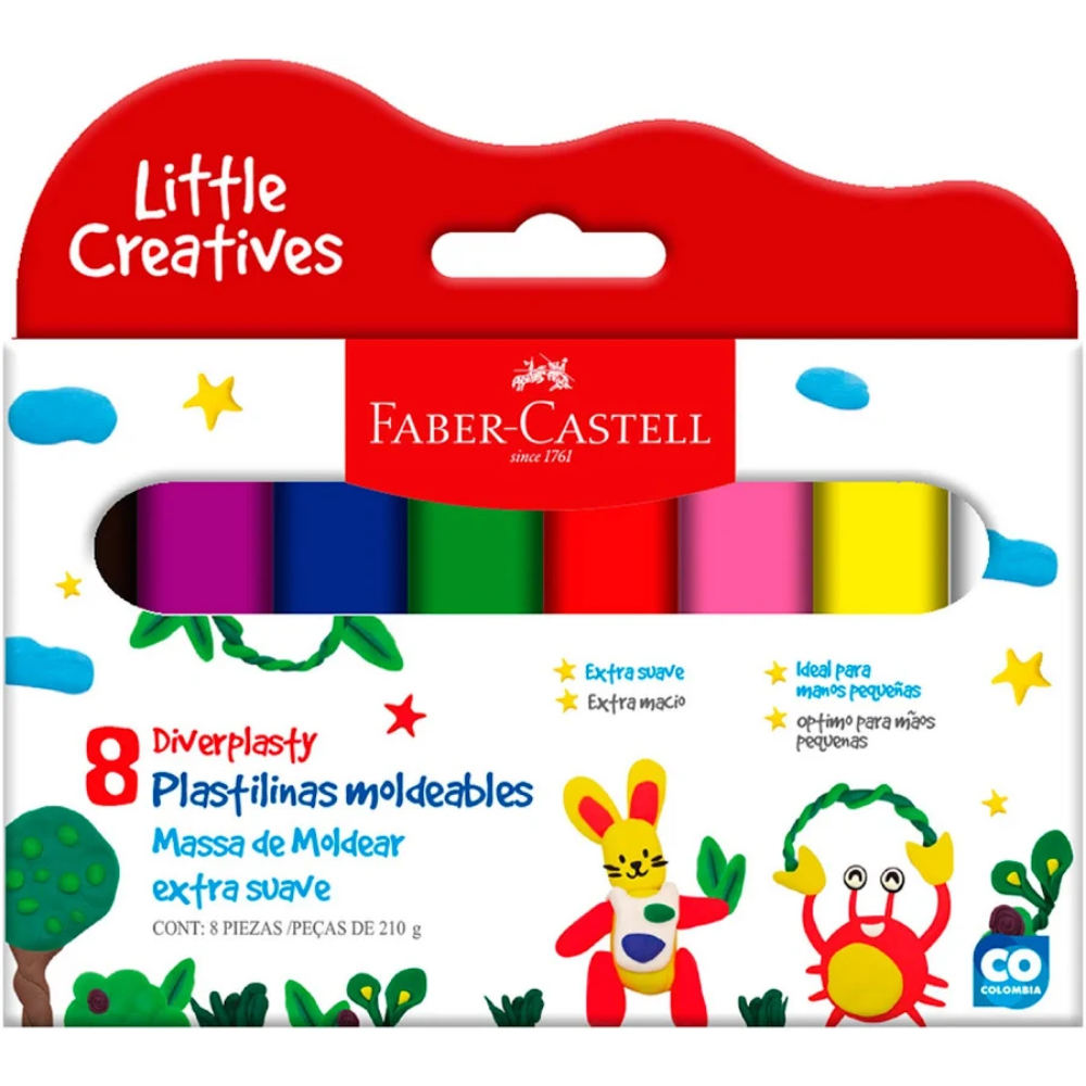 Faber-Castell Plastilina Moldeable Diverplasty x8 - empaque original